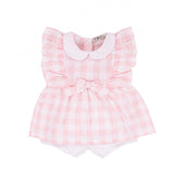 Everything Must Change (EMC) Baby Girl White and Pink Shortie Romper